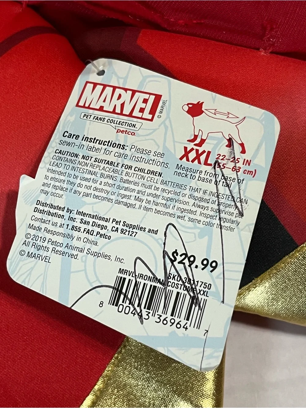 Marvel Red and Gold Iron Man Dog Costume with Mask